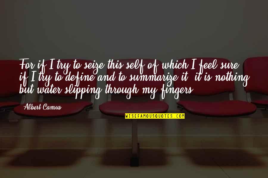 I Feel Nothing Quotes By Albert Camus: For if I try to seize this self