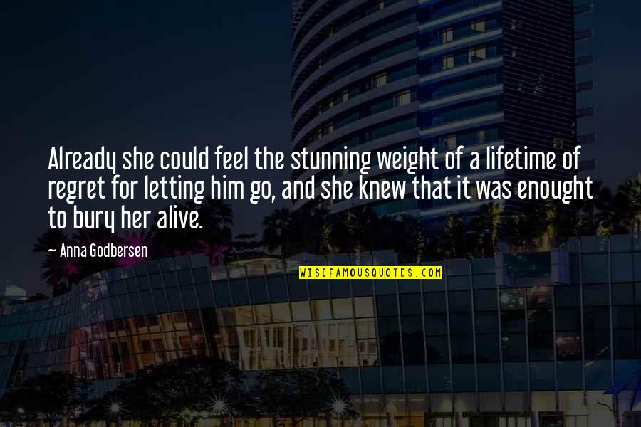 I Feel Regret Quotes By Anna Godbersen: Already she could feel the stunning weight of
