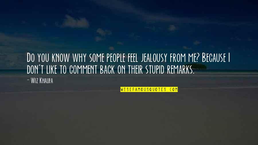 I Feel Stupid Quotes By Wiz Khalifa: Do you know why some people feel jealousy