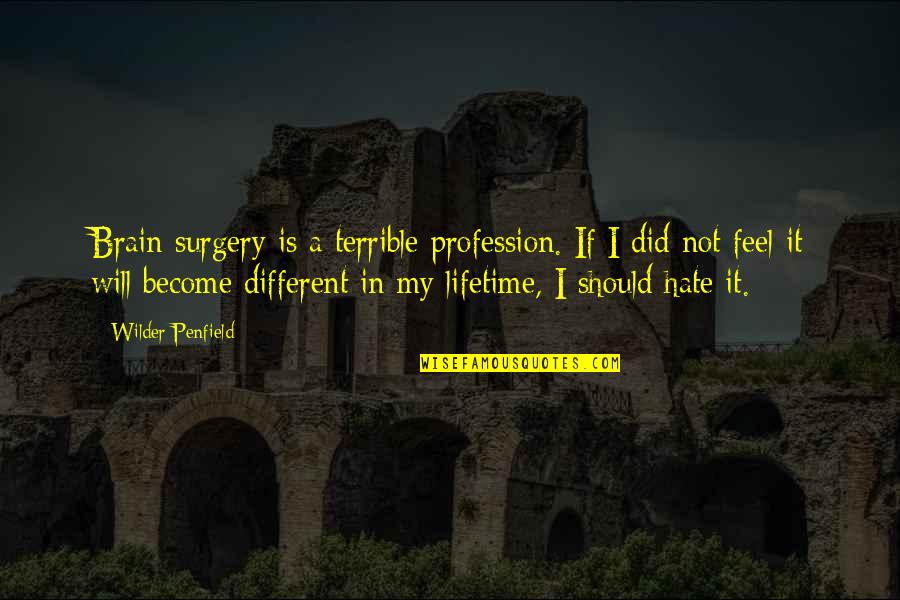 I Feel Terrible Quotes By Wilder Penfield: Brain surgery is a terrible profession. If I