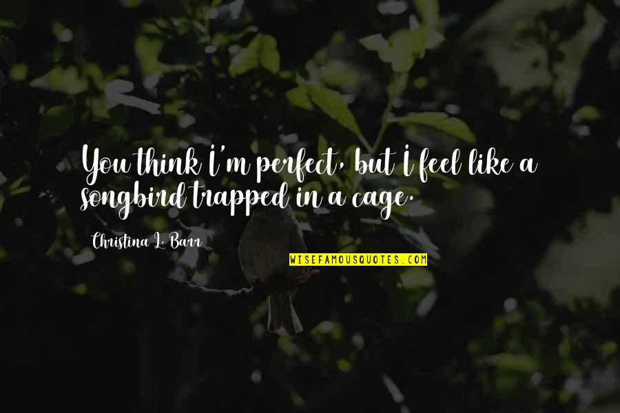 I Feel Trapped Quotes By Christina L. Barr: You think I'm perfect, but I feel like