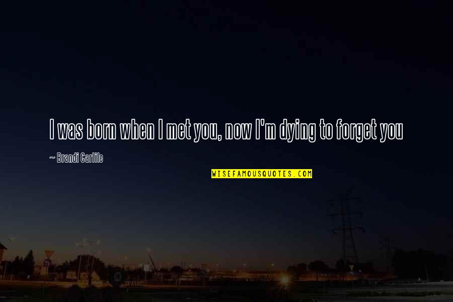 I Forget You Quotes By Brandi Carlile: I was born when I met you, now