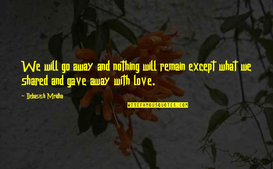 I Gave You Life Quotes By Debasish Mridha: We will go away and nothing will remain