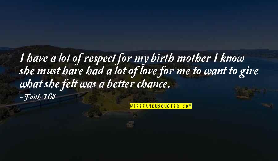 I Give Birth Quotes By Faith Hill: I have a lot of respect for my
