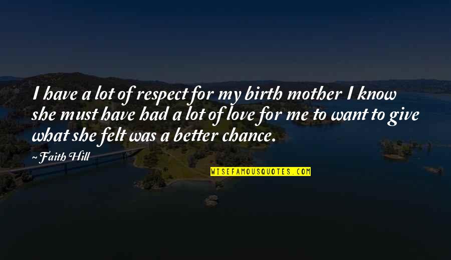 I Give Birth Quotes By Faith Hill: I have a lot of respect for my I Give Birth Quotes By Faith Hill: I have a lot of respect for my