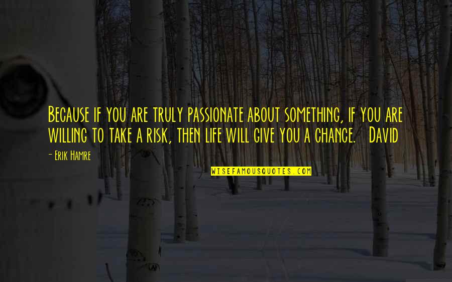 I Give You A Chance Quotes By Erik Hamre: Because if you are truly passionate about something,