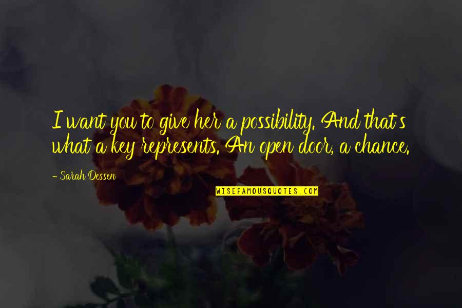 I Give You A Chance Quotes By Sarah Dessen: I want you to give her a possibility.
