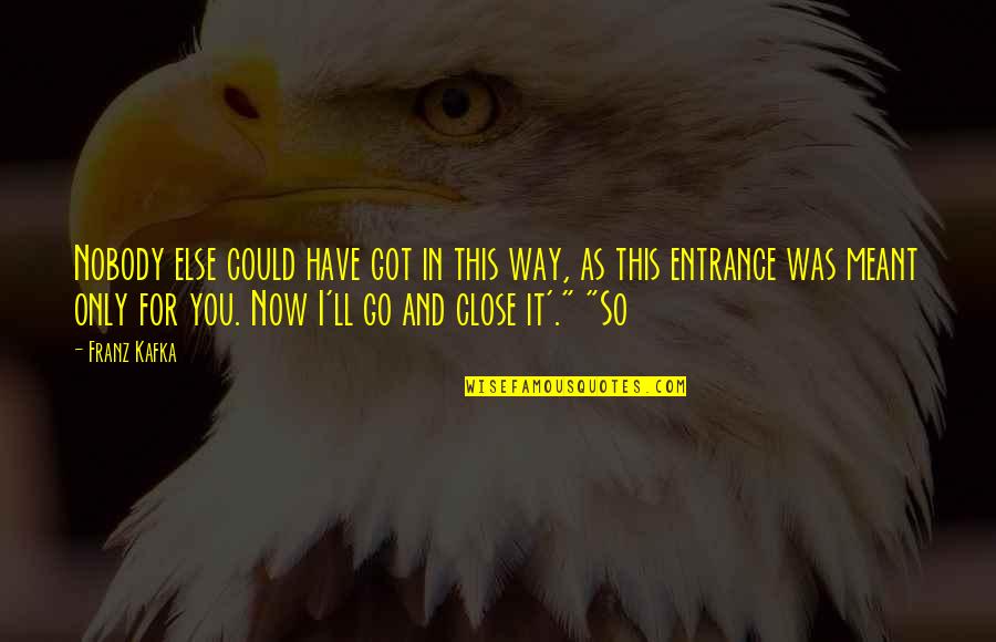 I Got Nobody Quotes By Franz Kafka: Nobody else could have got in this way,