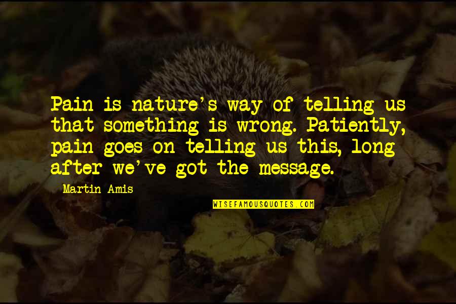 I Got The Message Quotes By Martin Amis: Pain is nature's way of telling us that