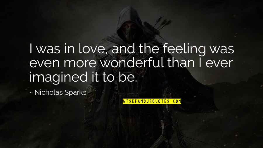 I Got Your Back Picture Quotes By Nicholas Sparks: I was in love, and the feeling was