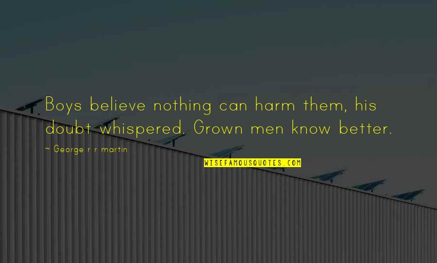 I H Radulescu Quotes By George R R Martin: Boys believe nothing can harm them, his doubt