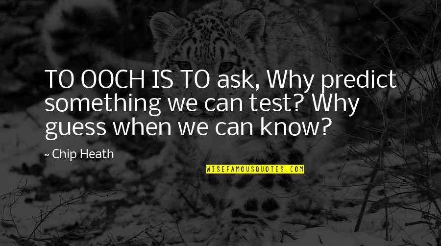 I Had Lost Everything Quotes By Chip Heath: TO OOCH IS TO ask, Why predict something