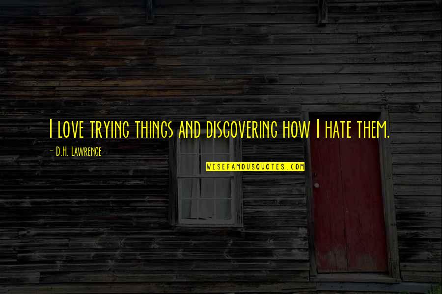 I Hate And I Love Quotes By D.H. Lawrence: I love trying things and discovering how I