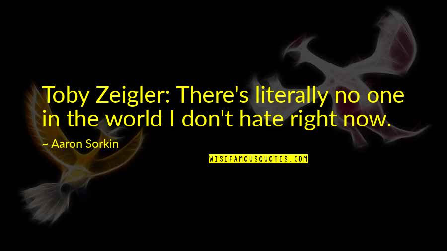 I Hate Life Quotes By Aaron Sorkin: Toby Zeigler: There's literally no one in the