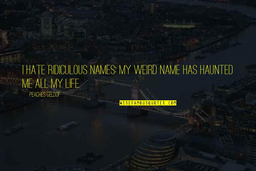 I Hate Life Quotes By Peaches Geldof: I hate ridiculous names; my weird name has