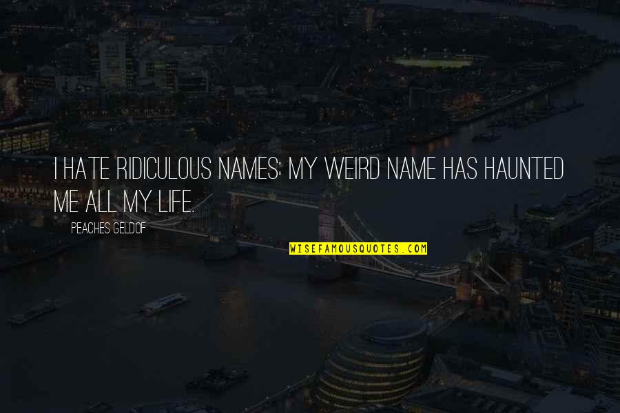 I Hate My Life Quotes By Peaches Geldof: I hate ridiculous names; my weird name has