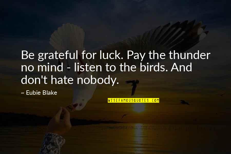 I Hate Nobody Quotes By Eubie Blake: Be grateful for luck. Pay the thunder no