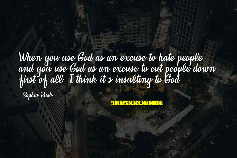 I Hate You All Quotes By Sophia Bush: When you use God as an excuse to