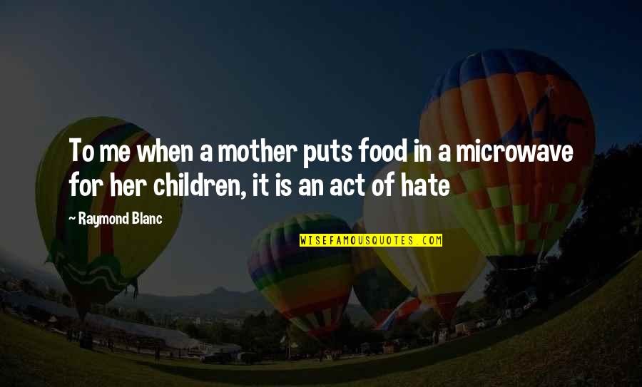 I Hate You Mother Quotes By Raymond Blanc: To me when a mother puts food in