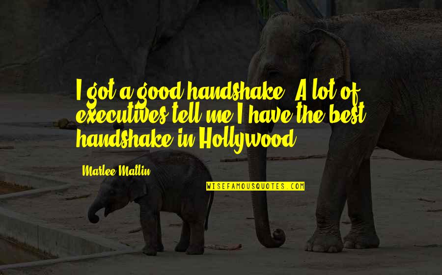 I Have A Lot To Tell You Quotes By Marlee Matlin: I got a good handshake. A lot of