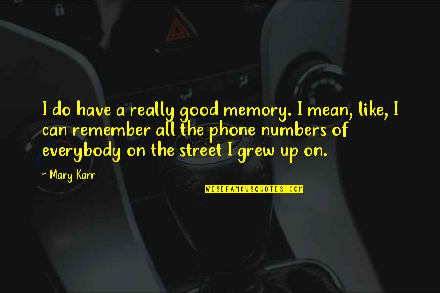 I Have A Phone Quotes By Mary Karr: I do have a really good memory. I