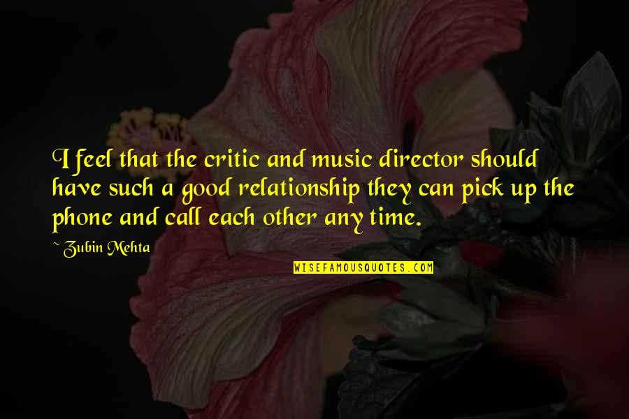 I Have A Phone Quotes By Zubin Mehta: I feel that the critic and music director