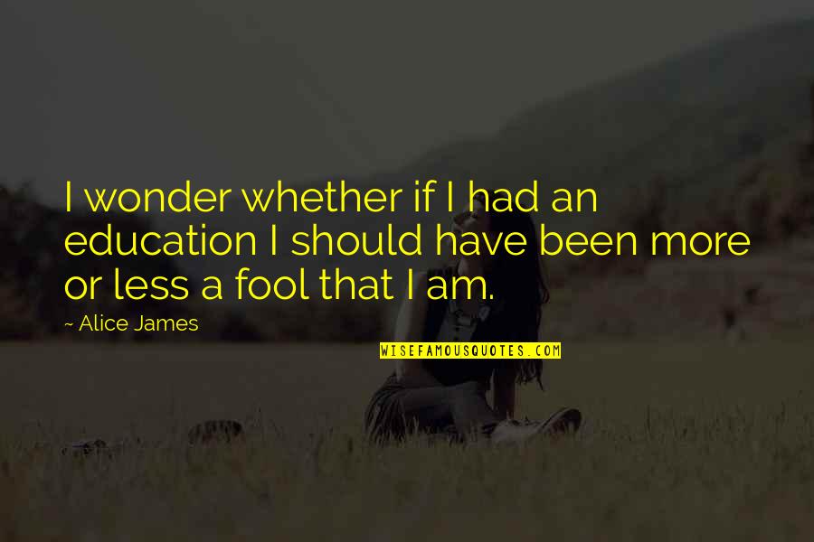 I Have Been Such A Fool Quotes By Alice James: I wonder whether if I had an education