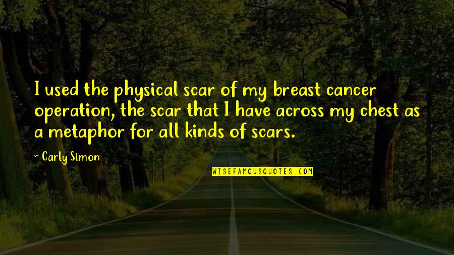 I Have Cancer Quotes By Carly Simon: I used the physical scar of my breast