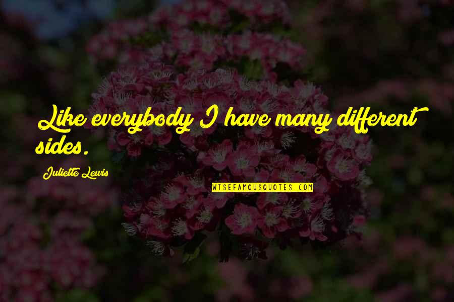 I Have Different Sides Quotes By Juliette Lewis: Like everybody I have many different sides.