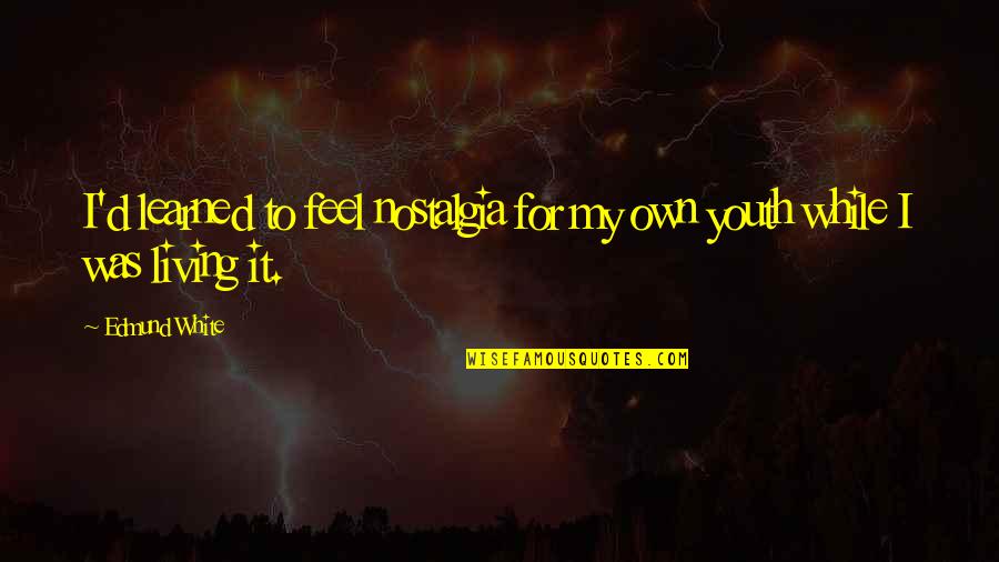 I Have Enough Problems Of My Own Quotes By Edmund White: I'd learned to feel nostalgia for my own