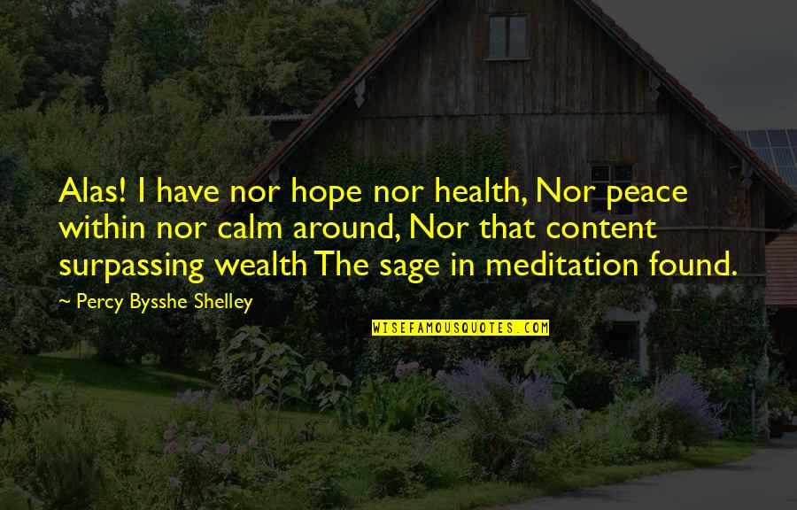 I Have Found Peace Quotes By Percy Bysshe Shelley: Alas! I have nor hope nor health, Nor I Have Found Peace Quotes By Percy Bysshe Shelley: Alas! I have nor hope nor health, Nor