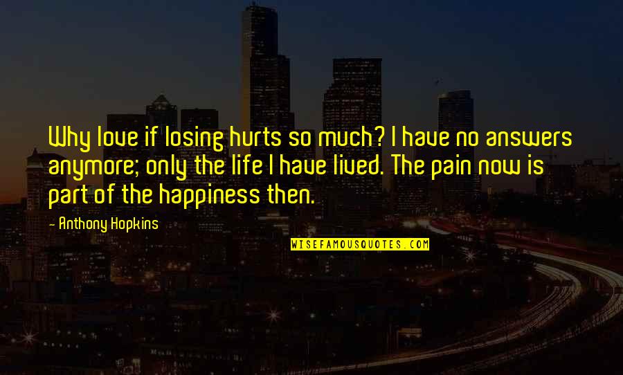 I Have No Love Life Quotes By Anthony Hopkins: Why love if losing hurts so much? I