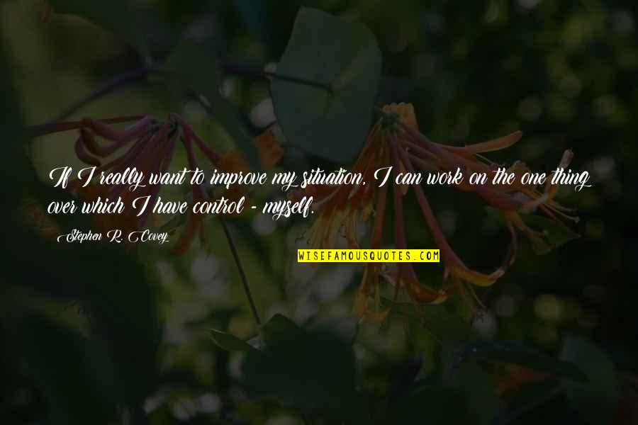 I Have No One But Myself Quotes By Stephen R. Covey: If I really want to improve my situation,