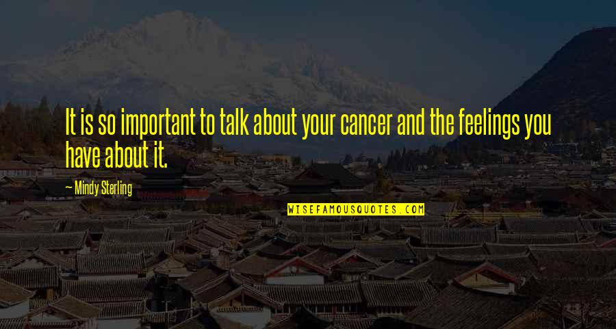I Have Noone To Talk To About My Feelings Quotes By Mindy Sterling: It is so important to talk about your