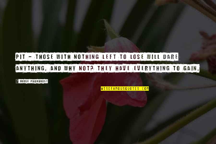 I Have Nothing Left To Lose Quotes By Bodie Parkhurst: pit - those with nothing left to lose