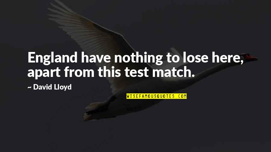 I Have Nothing To Lose Quotes By David Lloyd: England have nothing to lose here, apart from