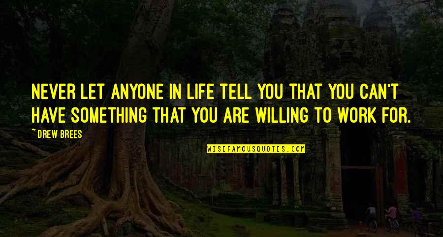 I Have Something To Tell You Quotes By Drew Brees: Never let anyone in life tell you that