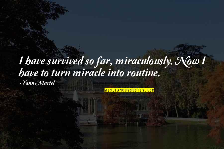 I Have Survived Quotes By Yann Martel: I have survived so far, miraculously. Now I