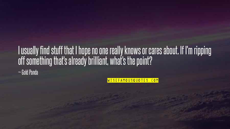 I Hope You Care Quotes By Gold Panda: I usually find stuff that I hope no