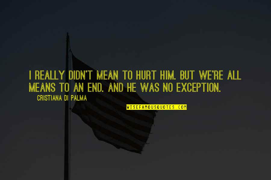 I Hurt Him Quotes By Cristiana Di Palma: I really didn't mean to hurt him. But I Hurt Him Quotes By Cristiana Di Palma: I really didn't mean to hurt him. But