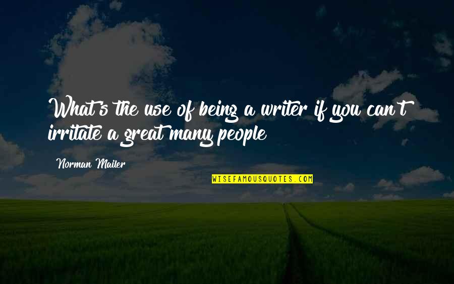 I Irritate You Quotes By Norman Mailer: What's the use of being a writer if