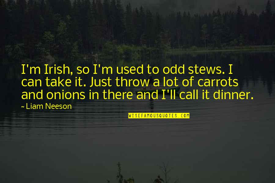 I Just Can't Take It Quotes By Liam Neeson: I'm Irish, so I'm used to odd stews.