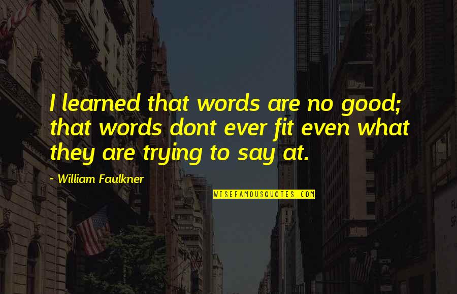 I Just Dont Fit In Quotes By William Faulkner: I learned that words are no good; that