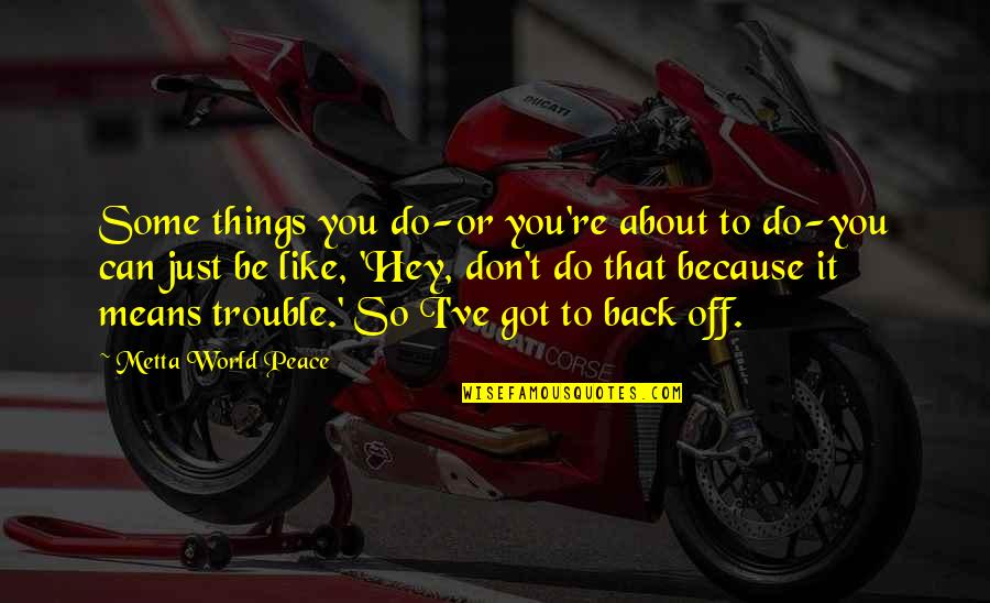 I Just Don't Like You Quotes By Metta World Peace: Some things you do-or you're about to do-you