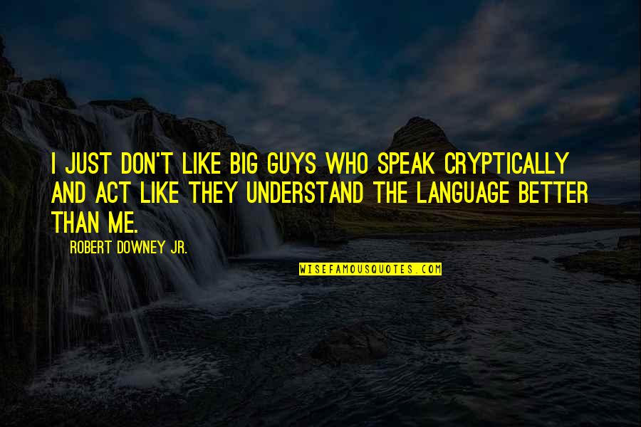 I Just Don't Understand Quotes By Robert Downey Jr.: I just don't like big guys who speak