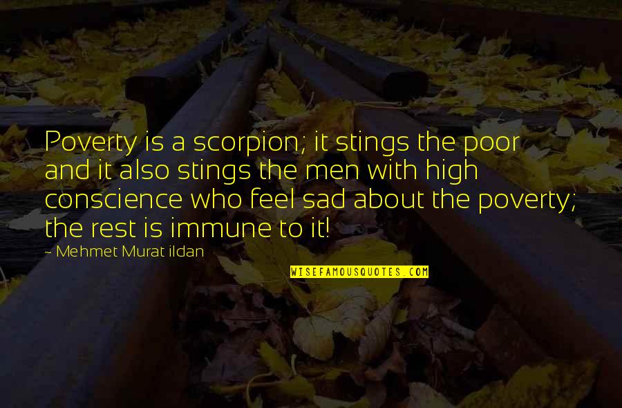 I Just Feel Sad Quotes By Mehmet Murat Ildan: Poverty is a scorpion; it stings the poor I Just Feel Sad Quotes By Mehmet Murat Ildan: Poverty is a scorpion; it stings the poor