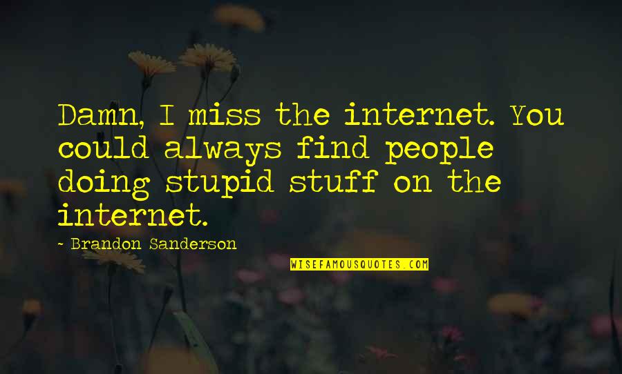 I Just Miss You So Damn Much Quotes By Brandon Sanderson: Damn, I miss the internet. You could always