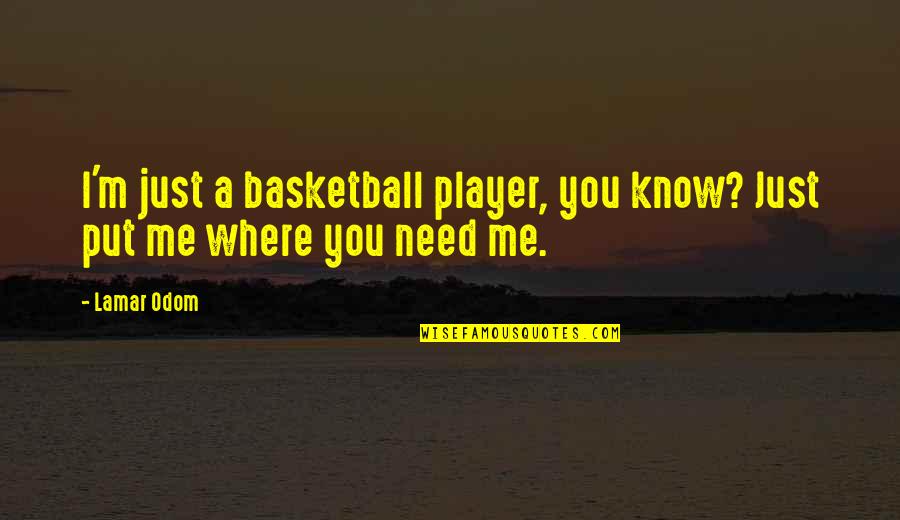 I Just Need Me Quotes By Lamar Odom: I'm just a basketball player, you know? Just