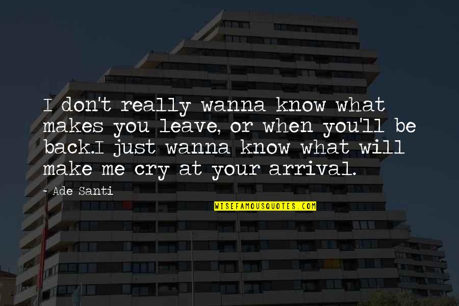 I Just Wanna Be Me Quotes By Ade Santi: I don't really wanna know what makes you