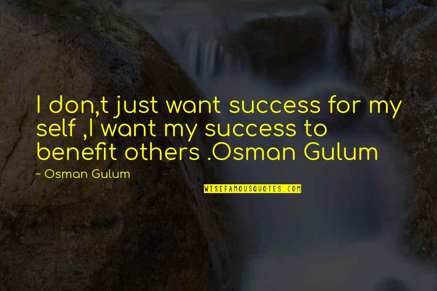 I Just Want Quotes By Osman Gulum: I don,t just want success for my self